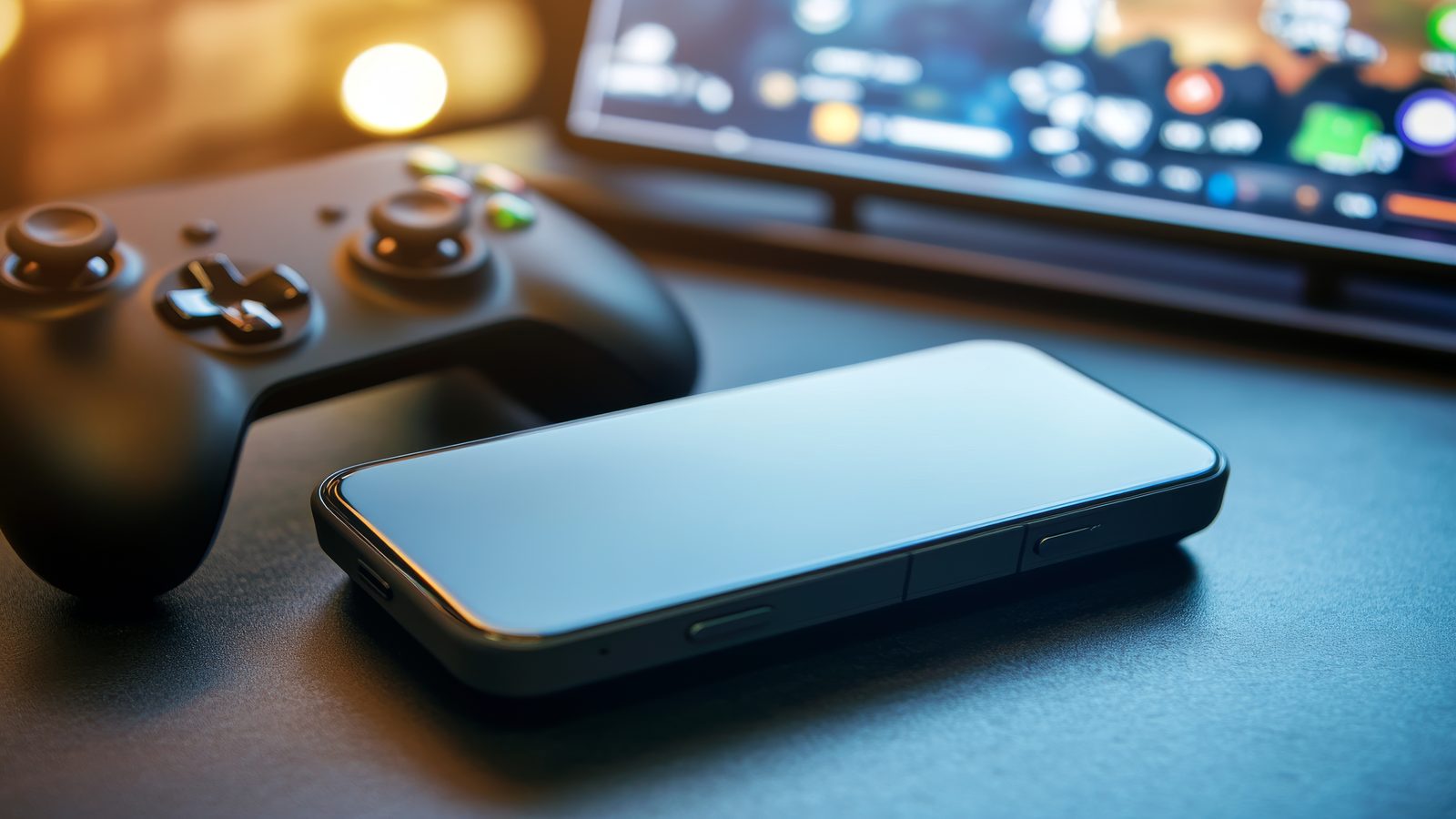 Mobile device positioned as a second screen controller beside a match view